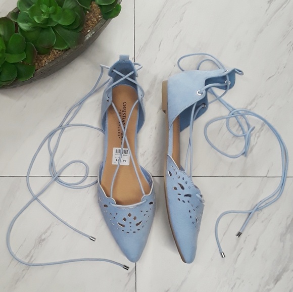 Christian Siriano Shoes - Christian Siriano Light Blue Lace Up Flats Size 7